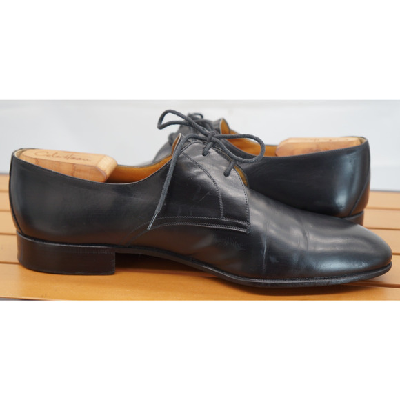 Bruno Magli Men’s Shoes Size 9 Black Plain Toe Oxfords Made In Italy Bolonga